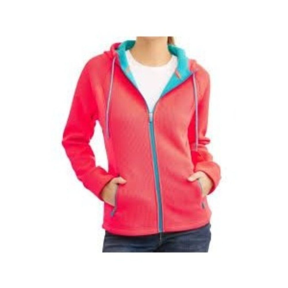 Swiss Tech Full Front Zipper Long Sleeve Hooded Women's Jacket Size L 12-14